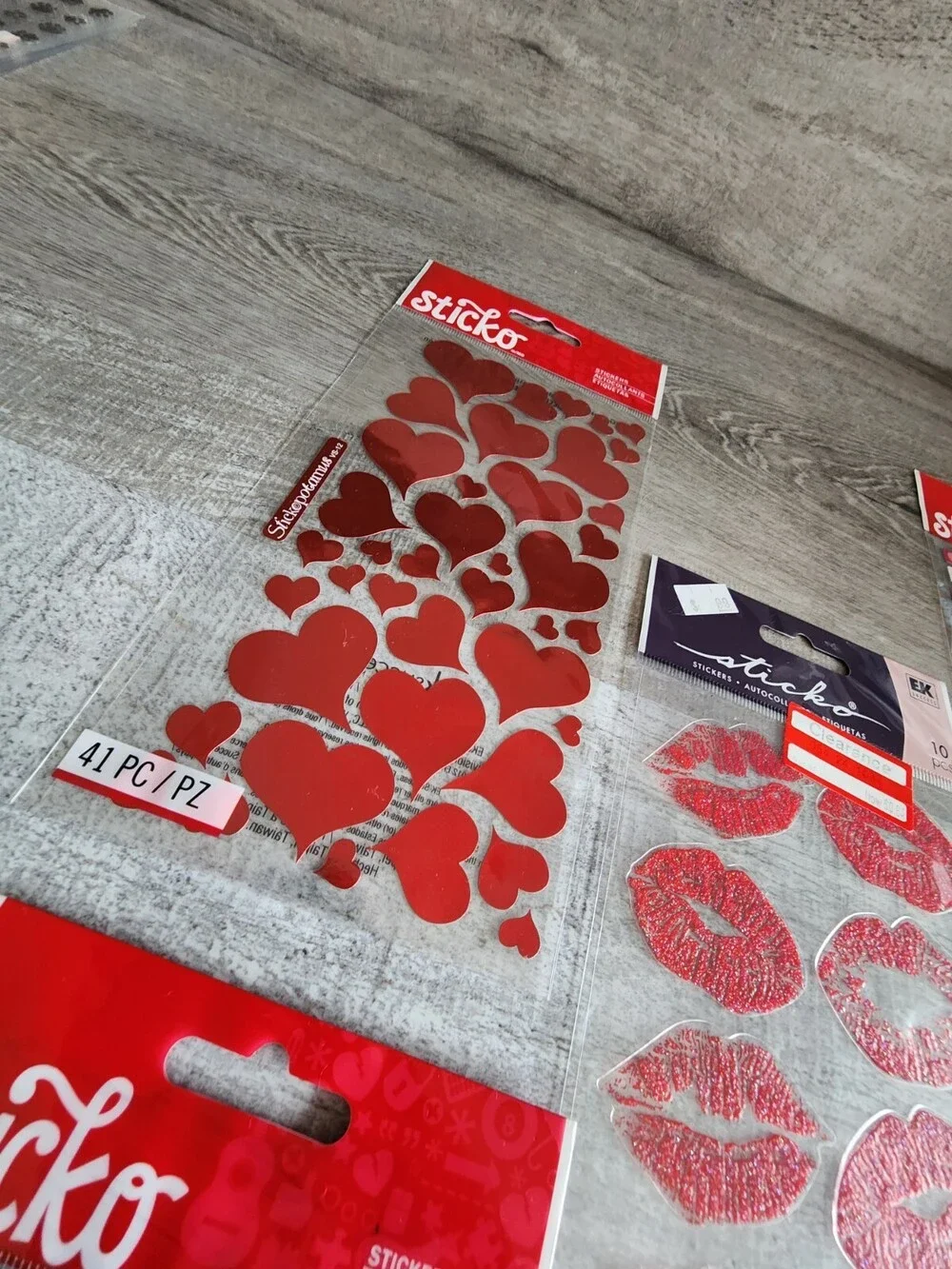 Scrapbook Stickers LOT Love Hearts Lips Valentine's Day Sticko Retired NEW #34
